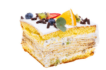 Wall Mural - fruit sponge cake isolated