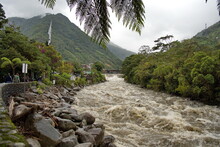 Swollen River Above The Pailon Del Diablo Waterfall In Banos, Ecuador