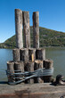 Mooring posts on a river pier