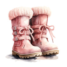 Cute Boots For A Baby Clipart , Watercolor сreated With Generative Ai