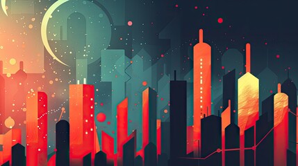 Fototapete - Sleek vector graphics illustrating economic growth.