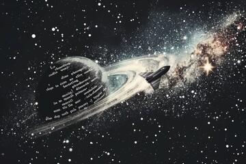 Aufkleber - Stellar background made up entirely of epic literary quotes about space