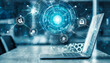 © Md Tariqul - Advanced technology in industry 4.0: holograms, AI interaction in futuristic setting.