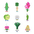 Cute cartoon vegetables set, part 1. Funny colorful characters.