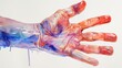 Watercolor representation of a realistic human handprint
