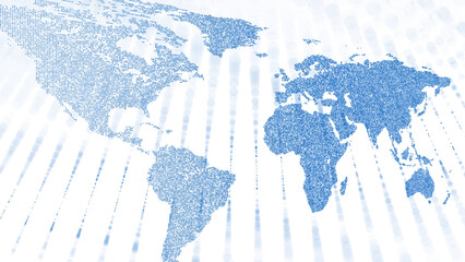 Artistic world map on computer network illustration background.