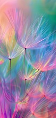 Sticker - Abstract Elegance: Colorful Dandelion Seeds in Soft Focus for Artistic Background Use