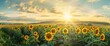© artfisss - Sunflower field at sunset with beautiful sky and sunflowers in full bloom. A picturesque scene of nature's beauty