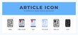 Article icon set with different styles. Icons designed in filled. outline. flat. glyph and line colored.
