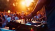 © Damerfie - DJ is mixing music with deejay controller at outdoor summer pool or beach party - nightlife people lifestyle concept