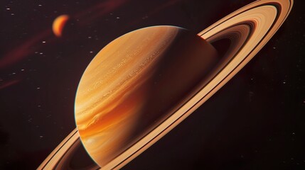 Wall Mural - Landscape with Saturn planet in sky with stars. Fantasy space wallpaper with planet over the land. Sci-fi.