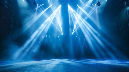 Canvas Print - a crowded concert hall with scene stage lights , rock show performance, with people silhouette, on d