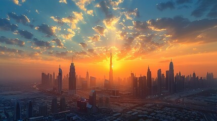 Panorama of Dubai skyline generative ai