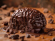 A delicious human brain made of chocolate with bites taken from this tasty dessert