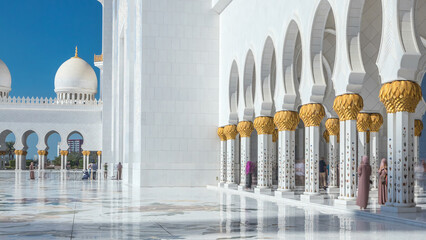 Wall Mural - Sheikh Zayed Grand Mosque timelapse in Abu Dhabi, the capital city of United Arab Emirates