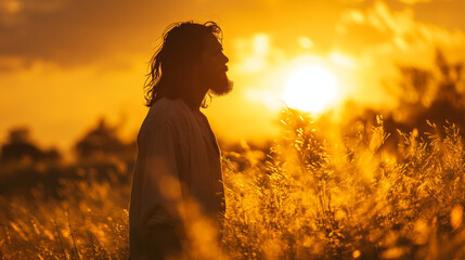 Image of Jesus Christ Holy Week sunset 