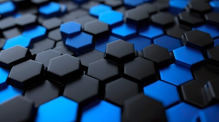 Wall Mural - black and blue hexagons background