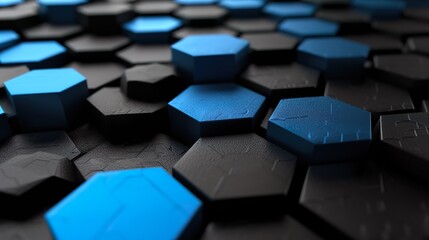 Canvas Print - black and blue hexagons background