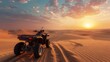 A modern quad bike conquers the vast Arabian sand dunes