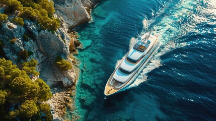 Wall Mural - Sailing in Style: A Luxurious Yacht in Sunlit Serenity