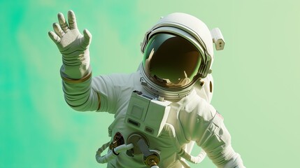 Realistic Astronaut isolated on a green background. perfect for compositing.