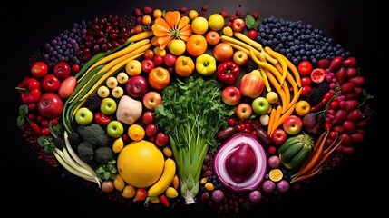 Poster - colorful assortment of fruits and vegetables