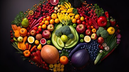 Poster - colorful assortment of fruits and vegetables