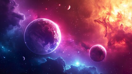 Wall Mural - abstract planets and space background