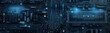 Futuristic blue circuit board background for high-tech sci-fi banner themes