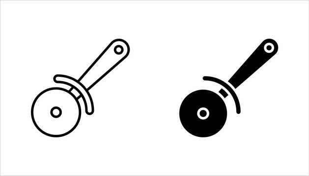 pizza slicer icon set, kitchen utensil icon vector logo template, vector illustration on white background