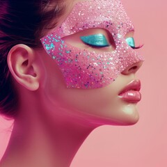 girl's face in glitter.