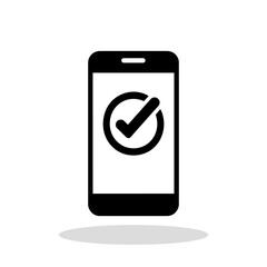 Canvas Print - phone icon. black smartphone icon with a check mark. approved symbol.