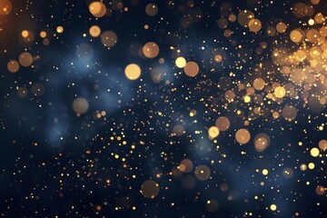 Wall Mural - festive gala background with falling golden lights and a texture of sparkles against a dark backdrop