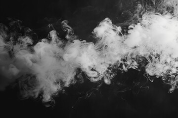 Wall Mural - studio shot with white smoke against a black backdrop creating an abstract and mysterious atmosphere