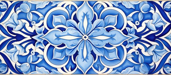 Canvas Print - Islamic Arabesque Pattern in Blue and White .