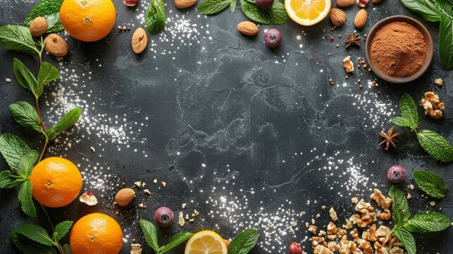 Table With Oranges and Nuts