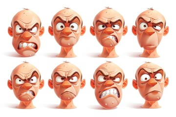 Poster - Cartoon heads with different expressions, suitable for various uses