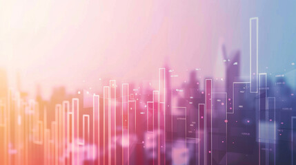 Poster - Abstract financial growth chart on cityscape background