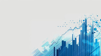 Wall Mural - Abstract corporate growth concept with blue skyscrapers