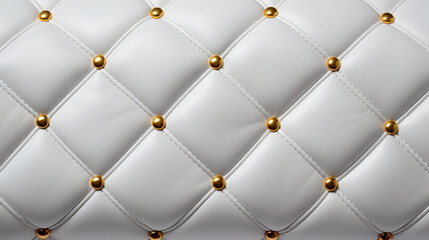 Wall Mural - White luxury leather with golden buttons.