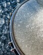 close up of a mirror in the snow