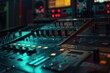 Detailed view of a control board in a recording studio, ideal for music production projects