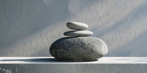 Poster - A stack of rocks on a cement slab, suitable for construction themes