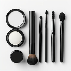 make up brushes and powder