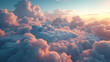 Serene Slumber: Bed on a Cloud Against Blue Sky
