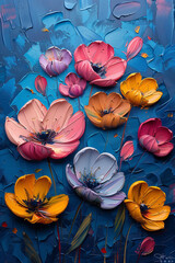 Wall Mural - Pattern with flowers. AI generated art illustration.