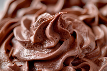 Wall Mural - A closeup view of a cupcake topped with a generous swirl of chocolate whipped cream