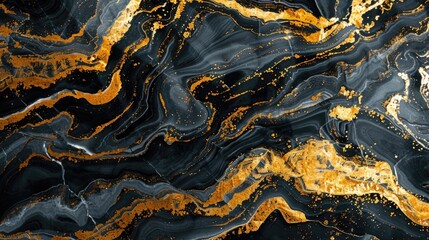 Wall Mural - Close-up of a black and gold marble surface, suitable for backgrounds and textures