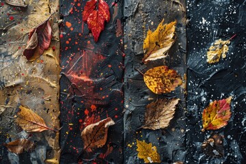 Canvas Print - Detailed view of colorful autumn leaves. Perfect for seasonal designs