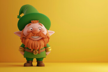 Wall Mural - 3D style cute cartoon character of a st Patricks day irish leprechaun